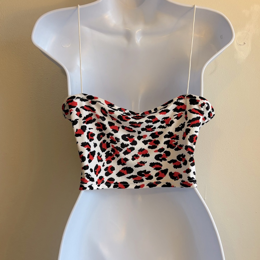 Leopard Print Spaghetti String Top With Lace , 2 … - image 4